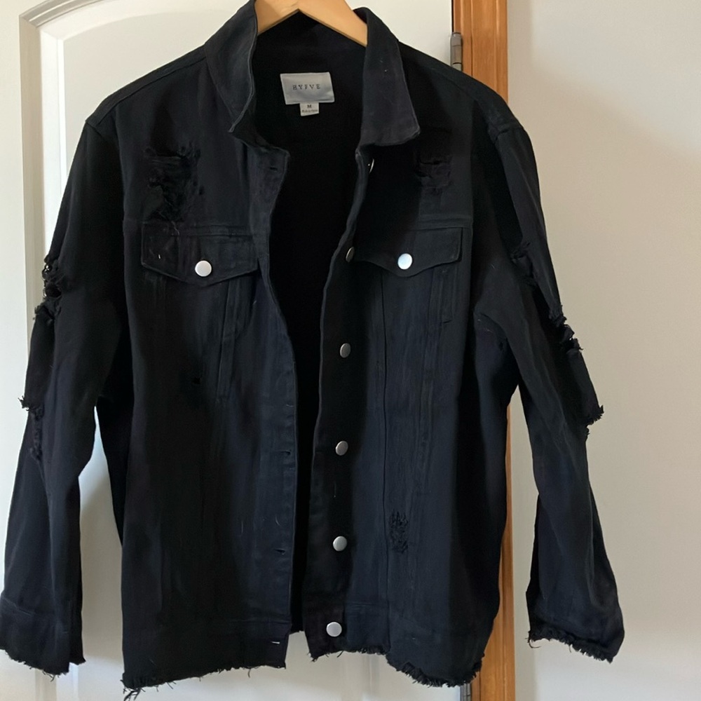 Distressed Black Jean Jacket